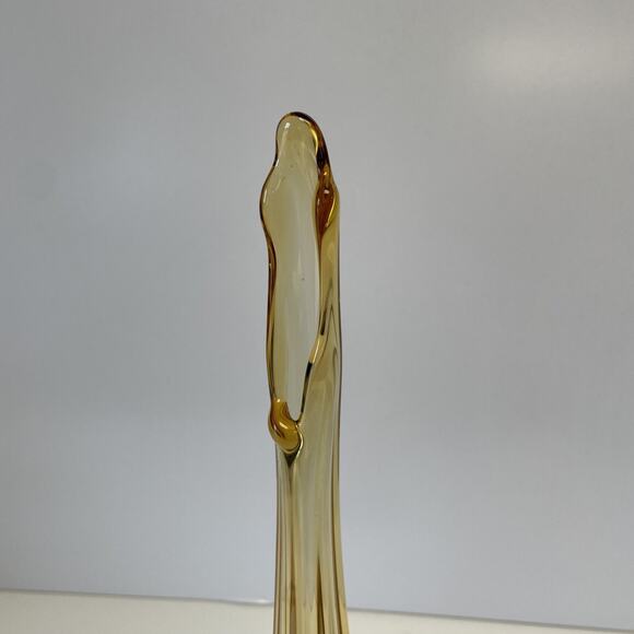 Stunning Vintage MCM Viking Glass 14" Amber Swung Vase - Epic Column - Picture 3 of 11